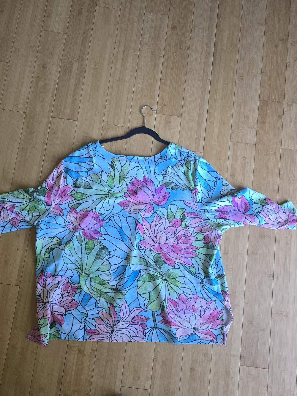 Alfred Dunner Floral Lotus Sweatshirt - Blue, Pink & Green